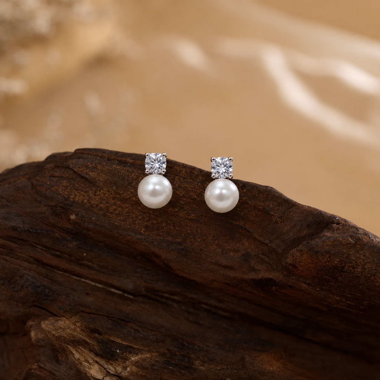Elegant Simulated Pearl Stud Earrings for Women Classic Cubic Zirconia CZ Silver Color Pierced Earring Bridal Wedding Party Jewelry