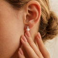 Elegant Simulated Pearl Stud Earrings for Women Classic Cubic Zirconia CZ Silver Color Pierced Earring Bridal Wedding Party Jewelry
