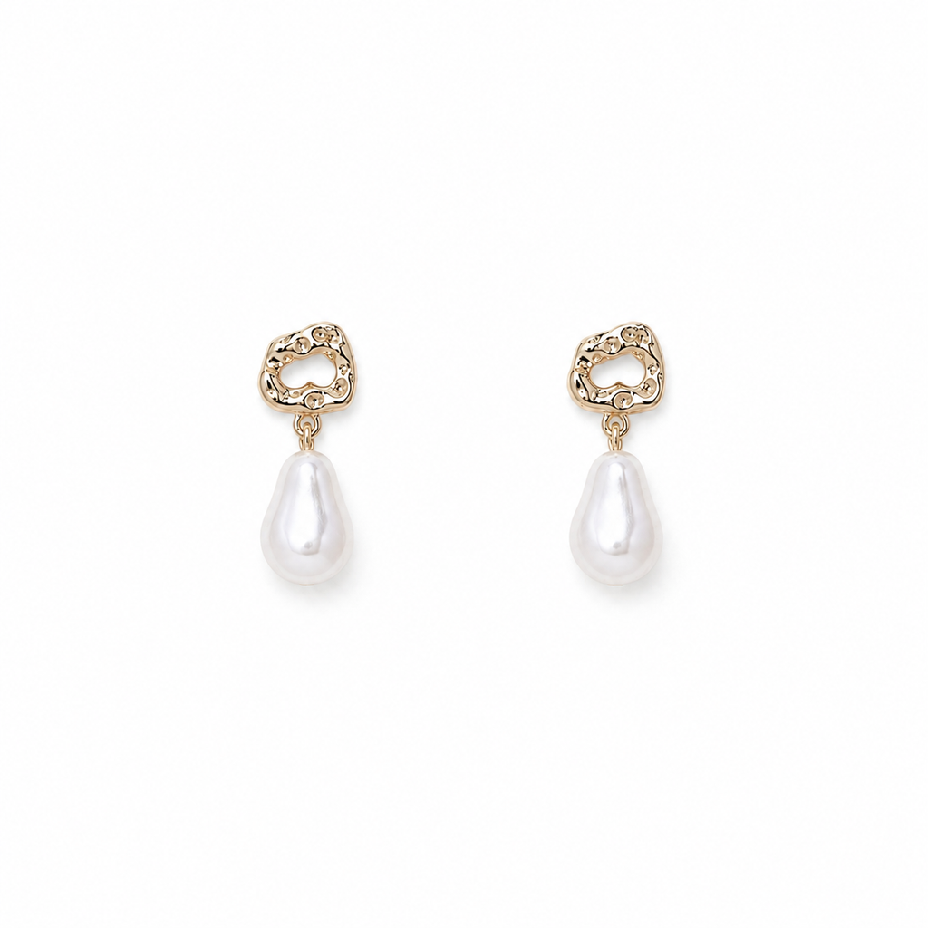 Vintage Irregular Geometric Gold Plated Drop Earrings Teardrop Simulated Pearl Dangle Earring for Women Elegant Wedding Jewelry