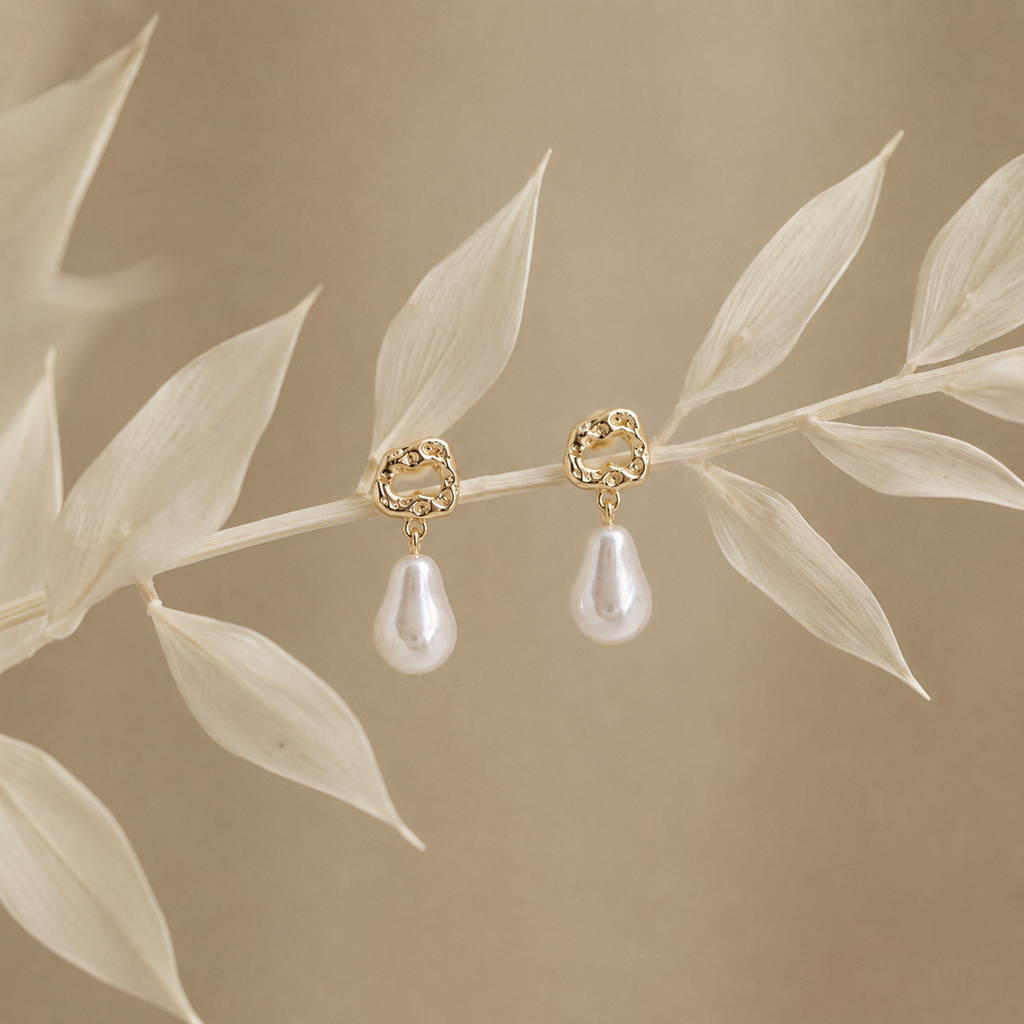 Vintage Irregular Geometric Gold Plated Drop Earrings Teardrop Simulated Pearl Dangle Earring for Women Elegant Wedding Jewelry