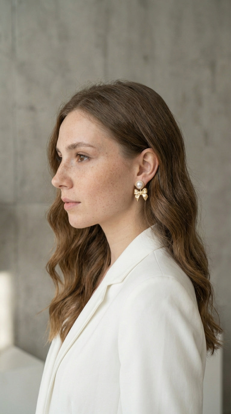 Kolczyki Muszla & Złoty Motyl 925 – Hipoalergiczne