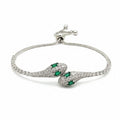 Murmur 999 silver bracelet in the shape of a snake with green eyes, unique and delicate design - fine jewelry for women, refined gift and versatile accessory