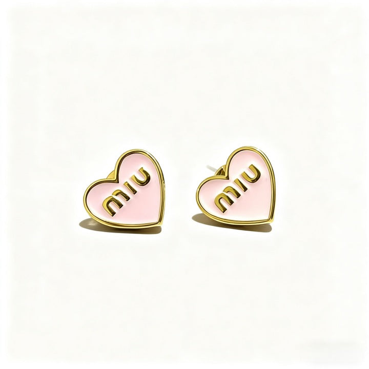 Murmur heart-shaped earrings, gold and pink miumiu ¨C elegant jewelry for women