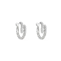 Murmur round earrings in 925 silver with diamonds, silver serpentine design - refined and elegant jewelry for women