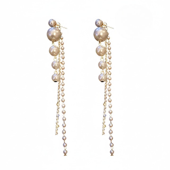 Murmur Long Natural Pearl Earrings 925 Silver, Elegant Design, Anti-allergic, Includes Velvet Pouch ¨C Modern and Refined Jewelry for Women
