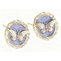 Murmur vintage earrings with purple enamel butterfly, made of hypoallergenic 925 silver, with oil painting technique - elegant jewelry for women, unique and sophisticated design