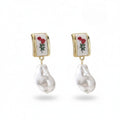 Pendientes de perlas irregulares vintage Murmur en plata 925, diseño de rosa de aleación, antialérgicos, incluye bolsita de terciopelo - Joyería de plata para mujer, regalo elegante y refinado
