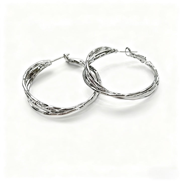 Murmur round earrings with fine lines, new model 2025 made of 925 silver ¨C elegant jewelry for women, unique design with a luxurious and refined air