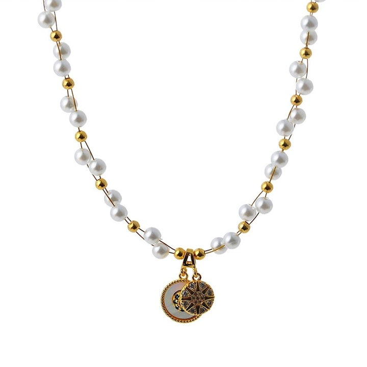 Murmur necklace with pearls and alloy pendant ¨C exclusive design, birthday gift