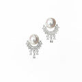 Murmur Natural Pearl Earrings 925 Silver, Chain and Crystal Design, Anti-allergic, Includes Velvet Pouch ¨C Elegant and Refined Jewelry for Women