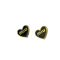 Murmur heart-shaped earrings, black with miumiu details, elegant and delicate jewelry for women ¨C modern and refined accessory
